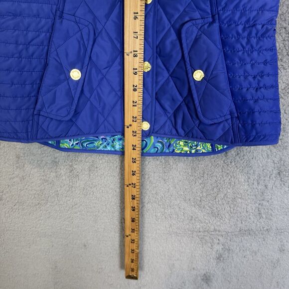 Lilly Pulitzer Vest Womens XS Blue Quilted Puffer Colorful Printed Inside Lining - Picture 6 of 8